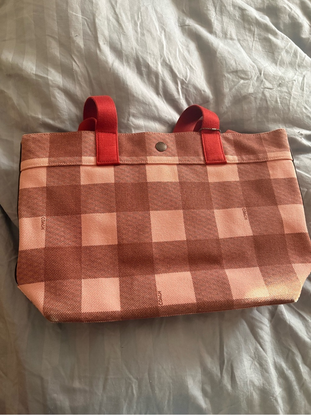 Coach tote bag red and pink plaid - Picture 9 of 9